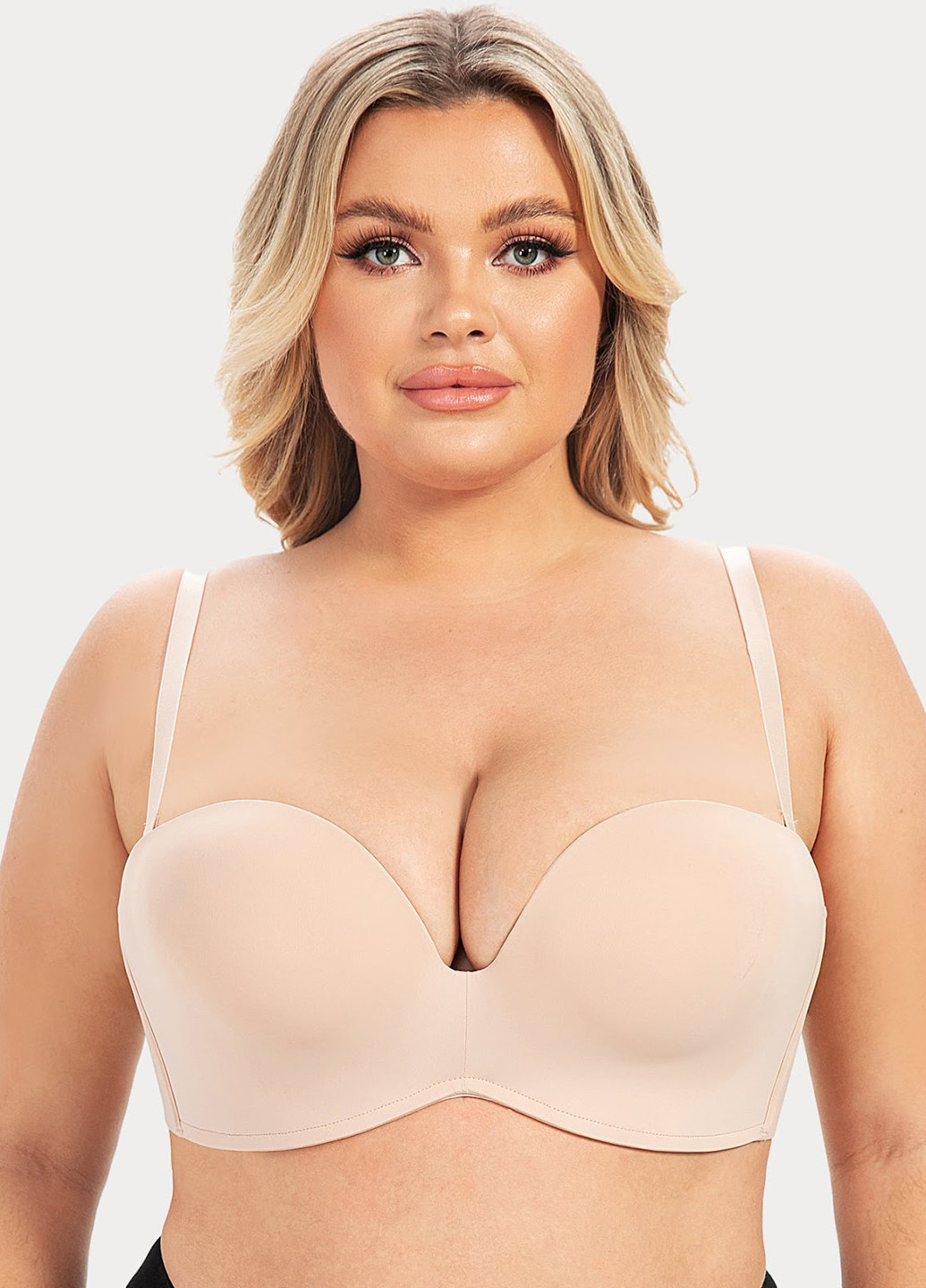 Светло-бежевый бесшовный бюстгальтер SHEIN без косточек полиамид