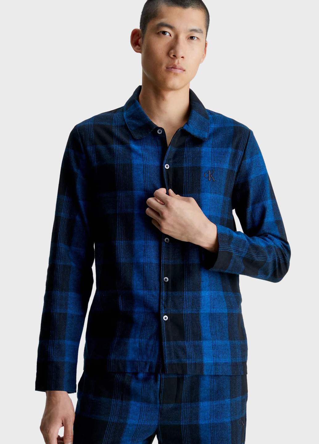 Синяя домашний рубашка в клетку Calvin Klein