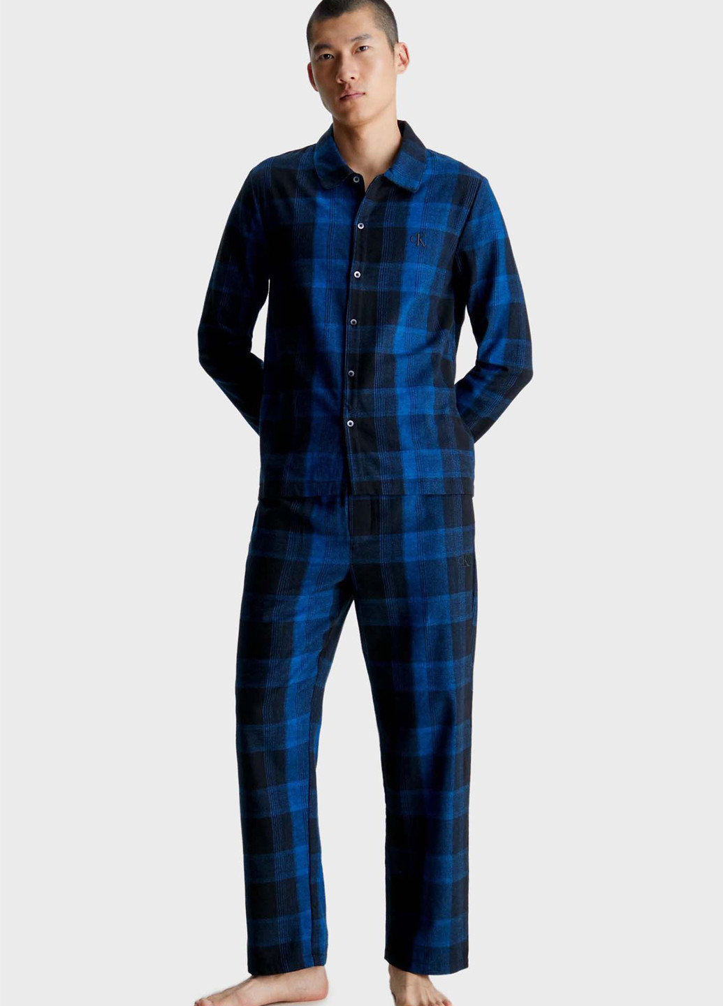 Синяя домашний рубашка в клетку Calvin Klein