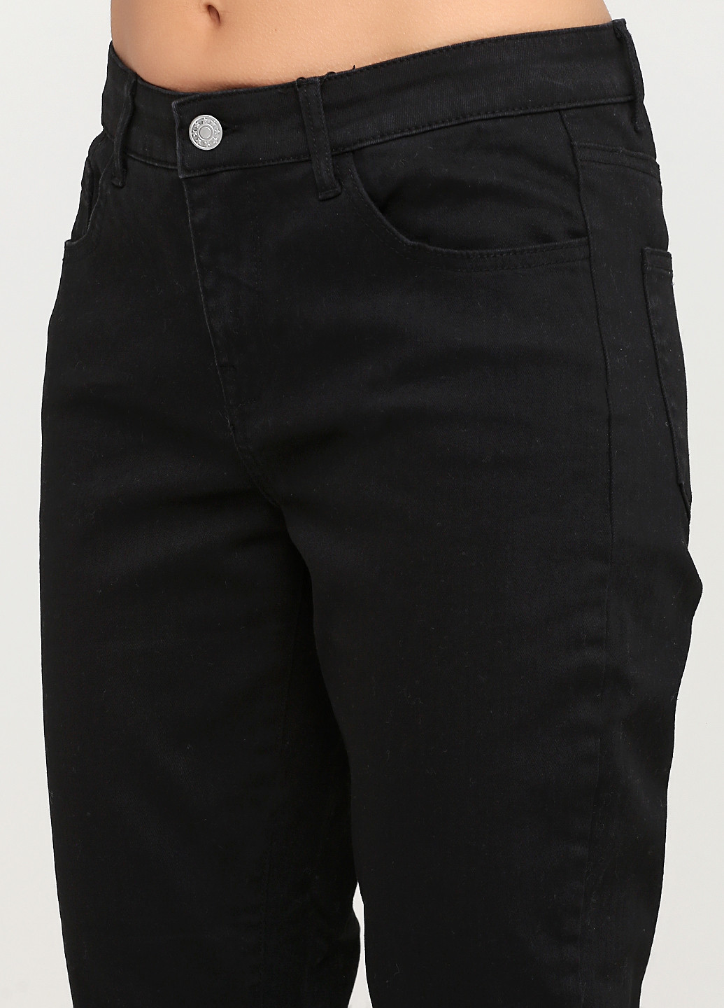 Джинси Rick Cardona вкорочені, прямі однотонні чорні джинсові бавовна