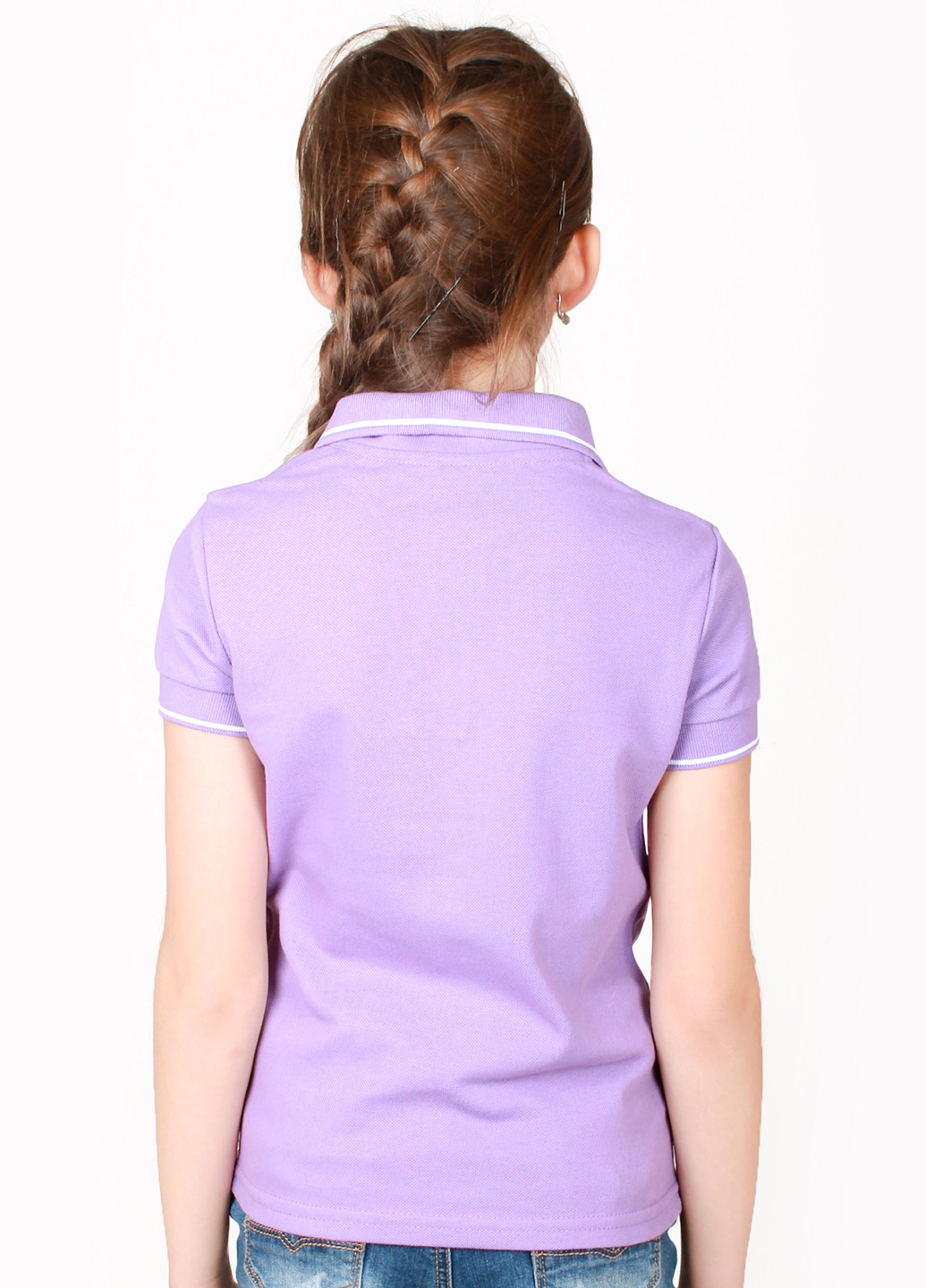 Сиреневая детская футболка-поло для девочки Kosta