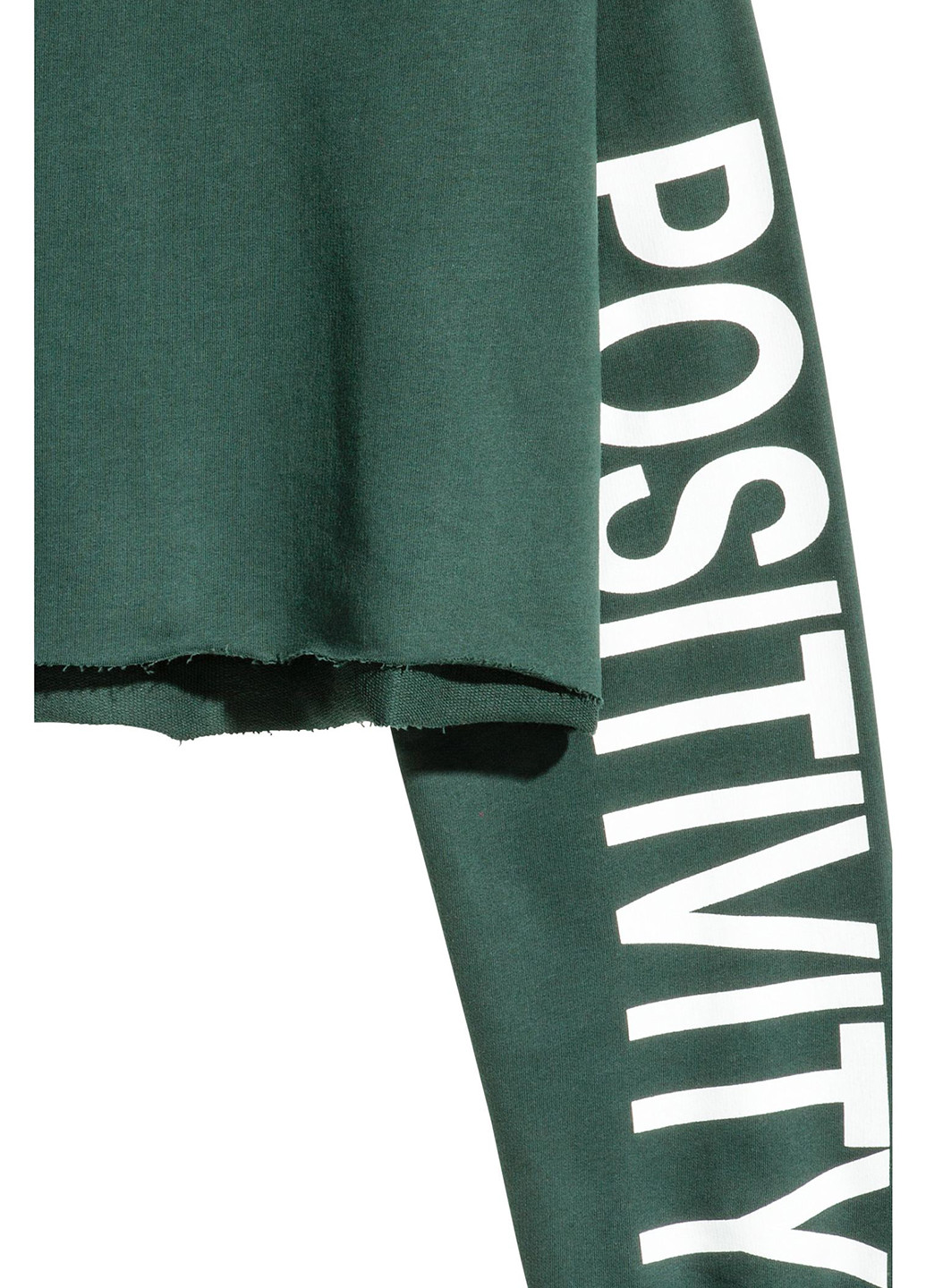 Свитшот H&M - Прямой крой надпись зеленый кэжуал хлопок - (214964501)