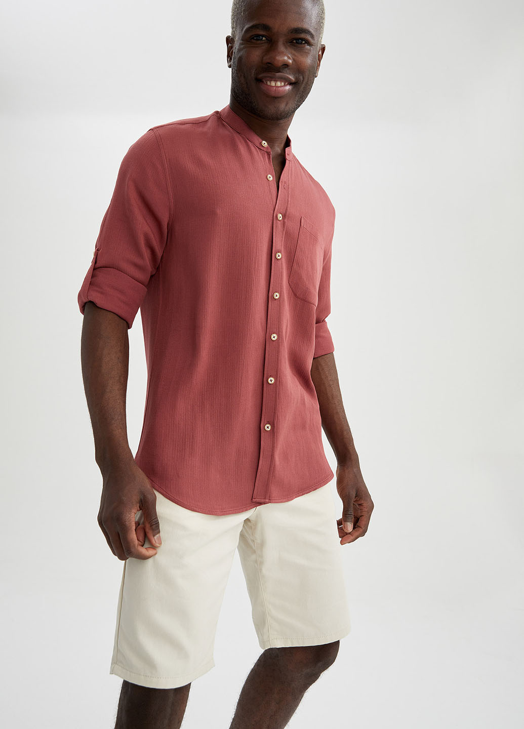 Светло-бордовая кэжуал рубашка DeFacto