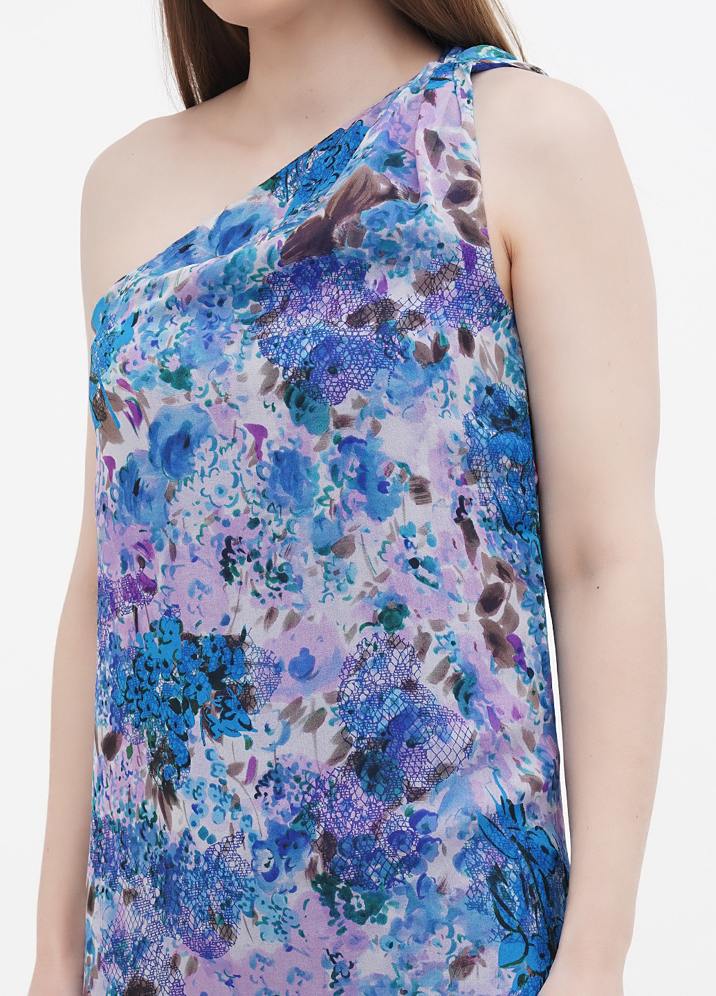 Синее кэжуал платье на одно плечо Liu Jo с абстрактным узором