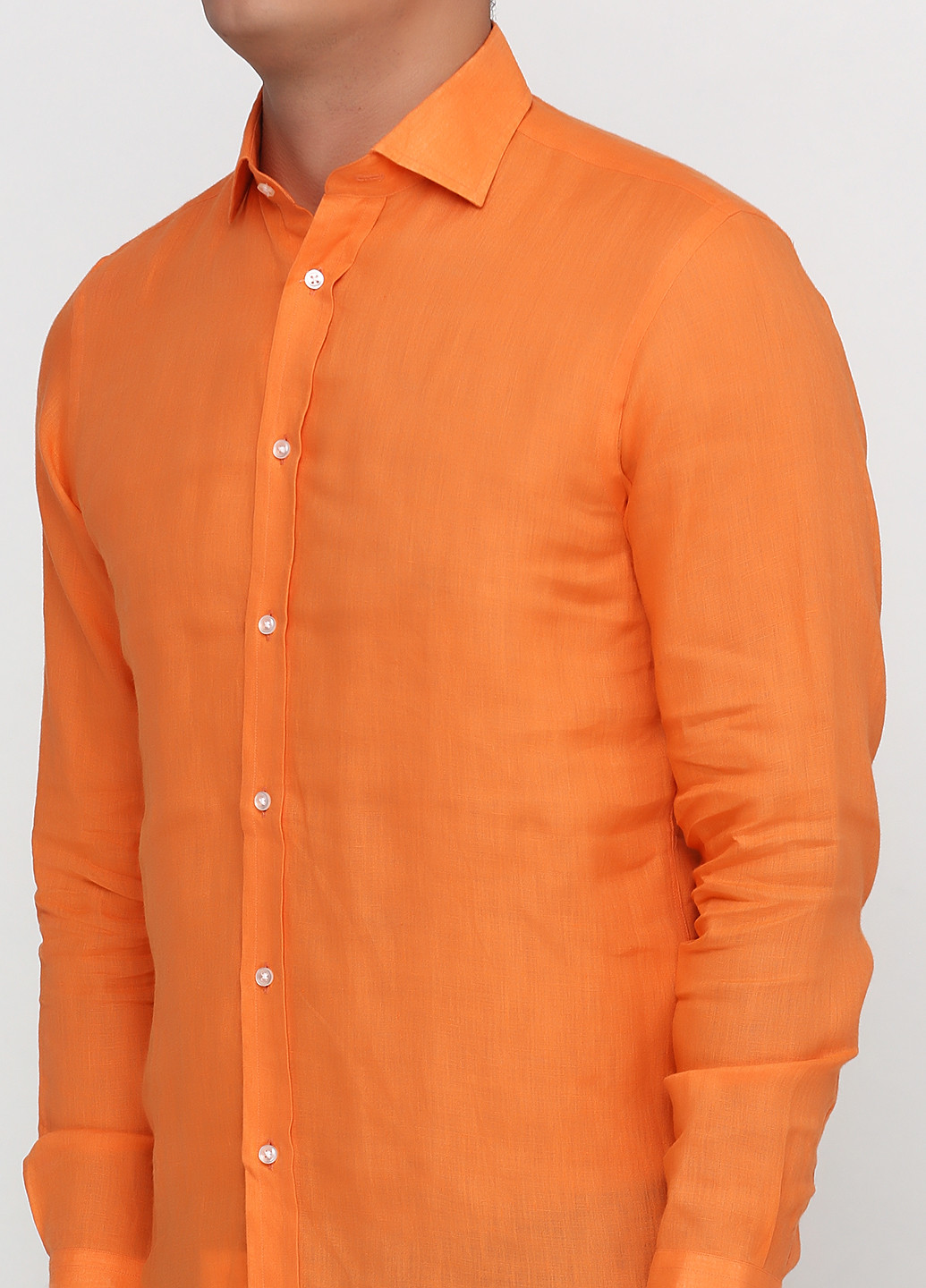 Оранжевая кэжуал рубашка однотонная Ralph Lauren с длинным рукавом