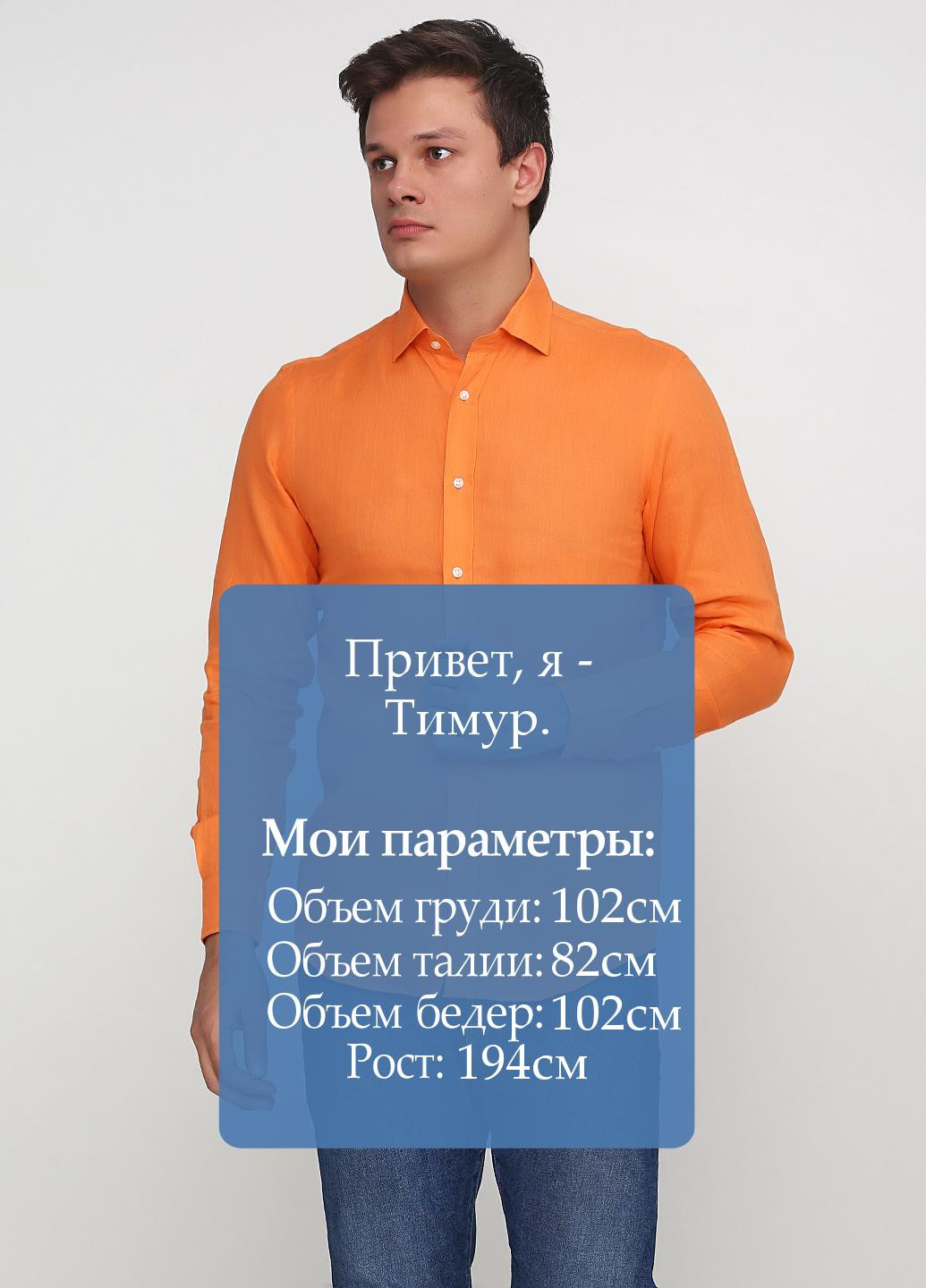 Оранжевая кэжуал рубашка однотонная Ralph Lauren с длинным рукавом