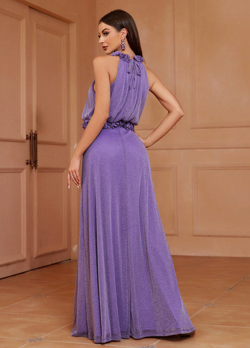 Фиолетовое праздничный, вечернее платье а-силуэт SHEIN однотонное