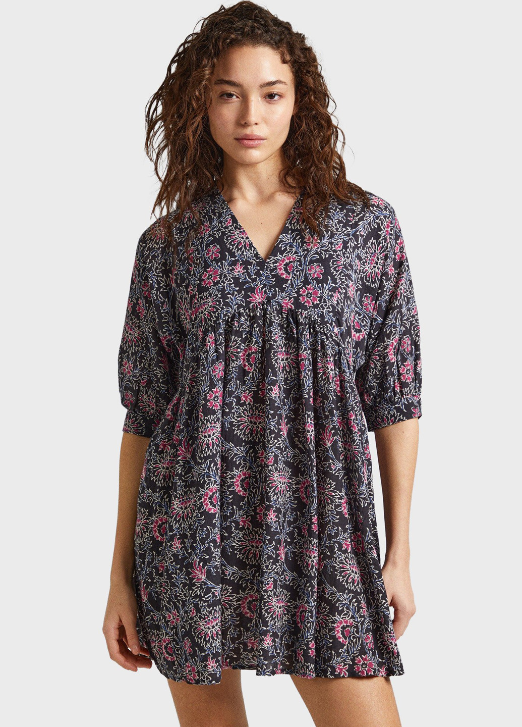 Комбінована кежуал сукня кльош Pepe Jeans з квітковим принтом