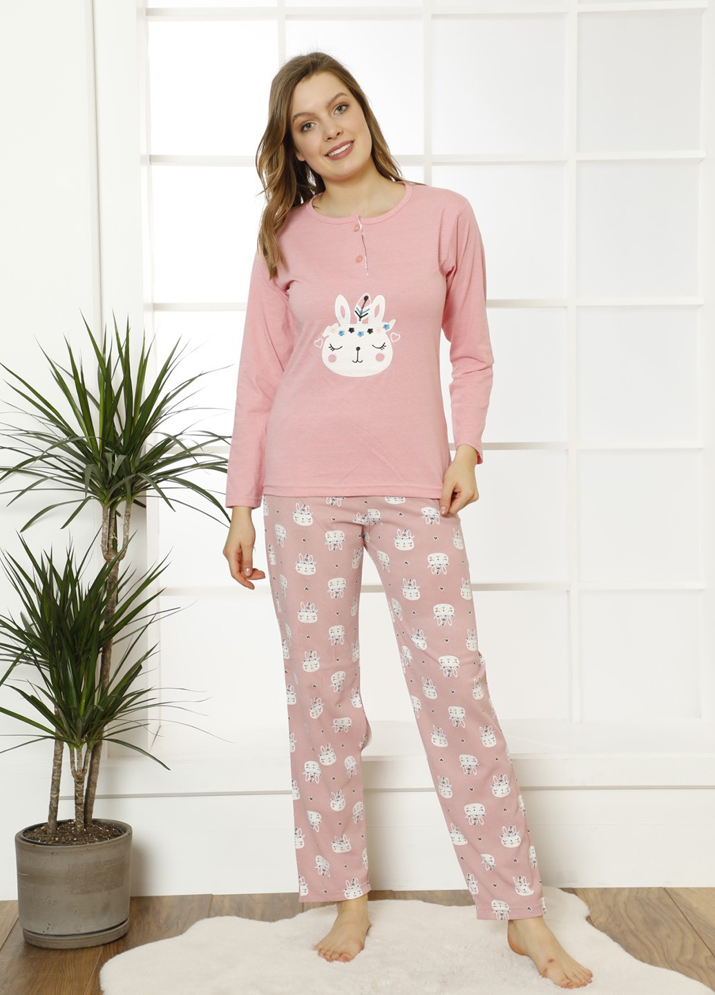Розовая всесезон комплект (лонгслив, брюки) Glisa Pijama