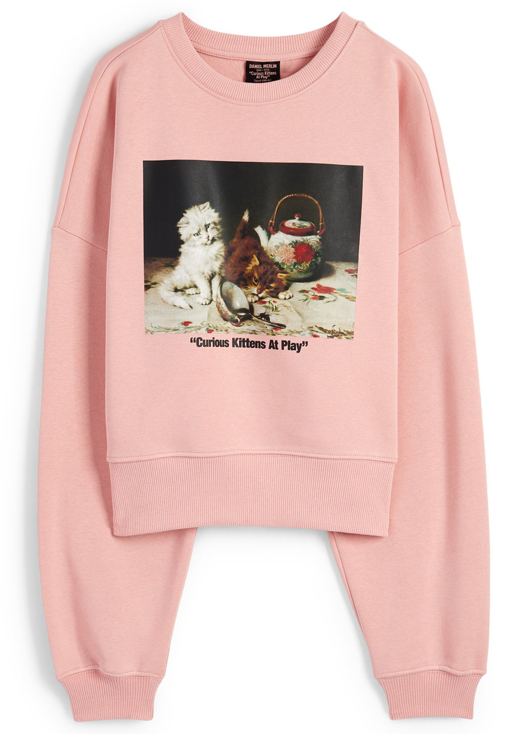 Светло-розовый свитшот C&A рисунок без декора (362192992)