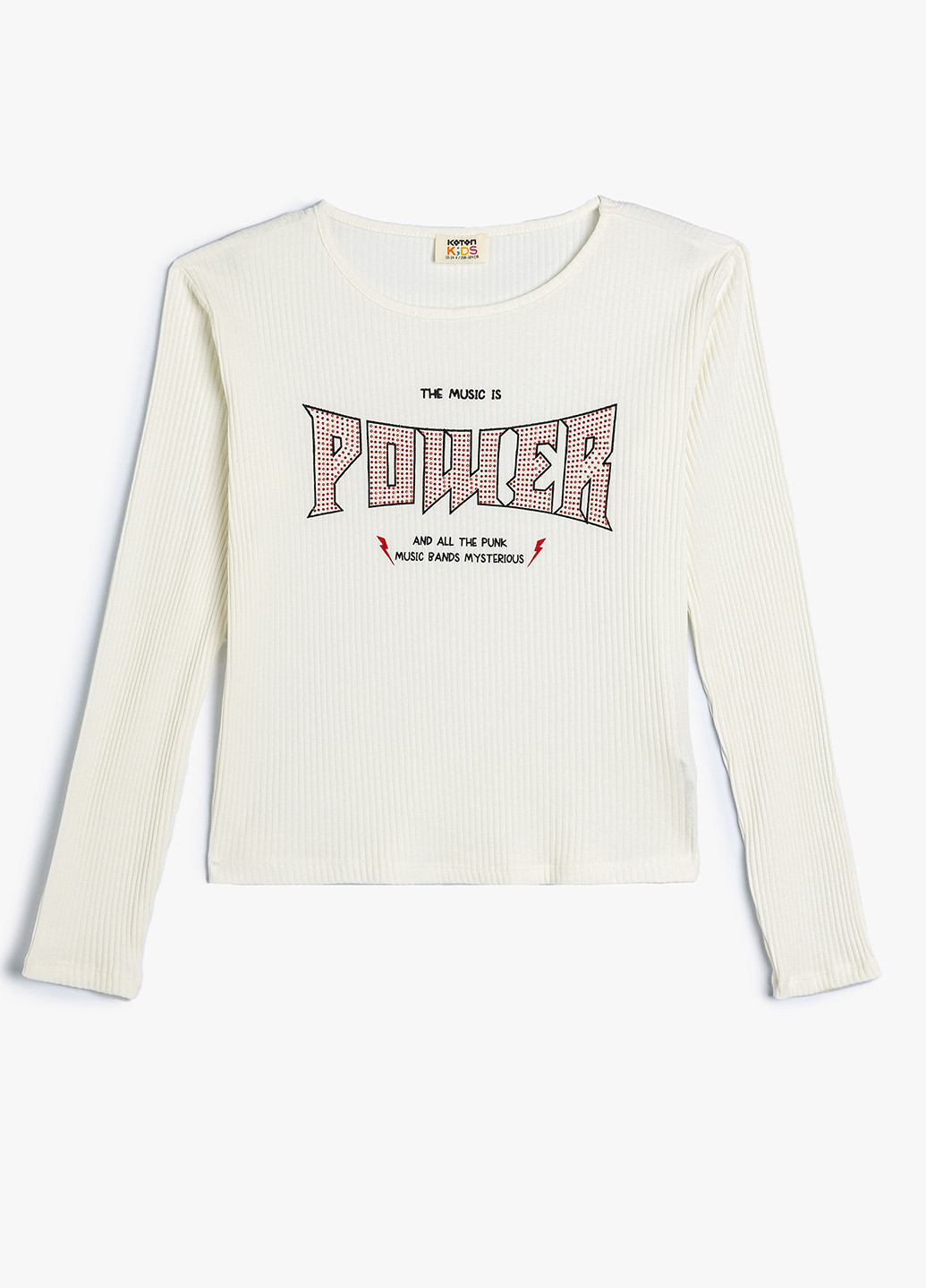 Молочный демисезонный кэжуал лонгслив KOTON с надписями