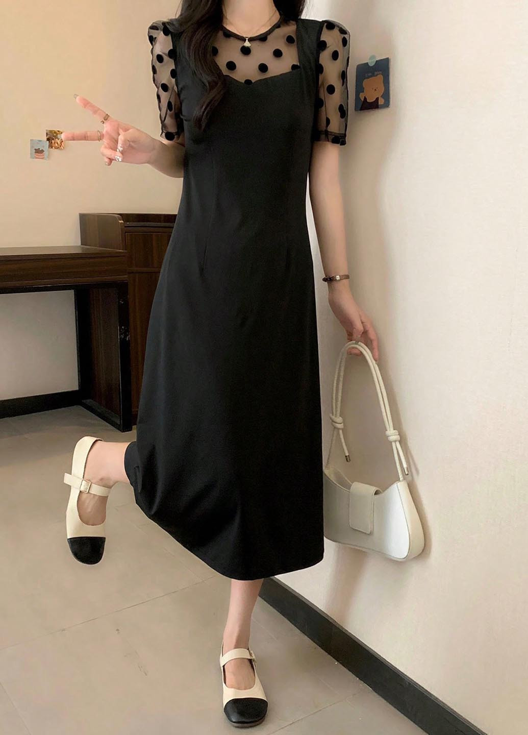 Чорна кежуал сукня а-силует SHEIN однотонна