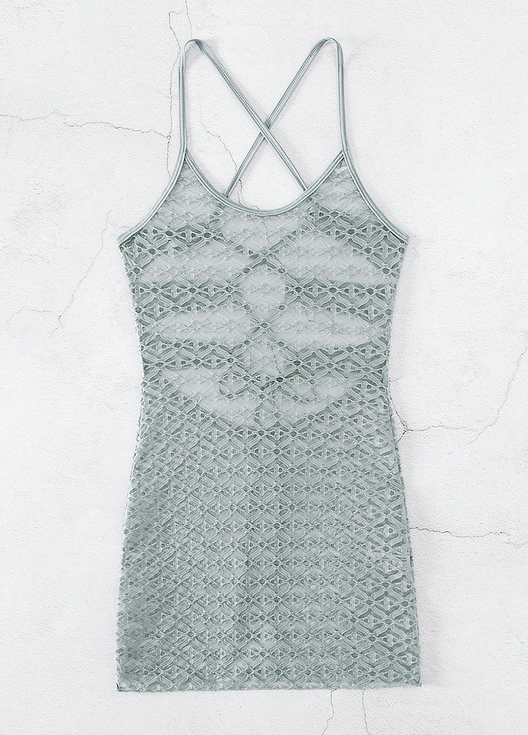 Серо-голубое пляжное платье с открытой спиной SHEIN однотонное