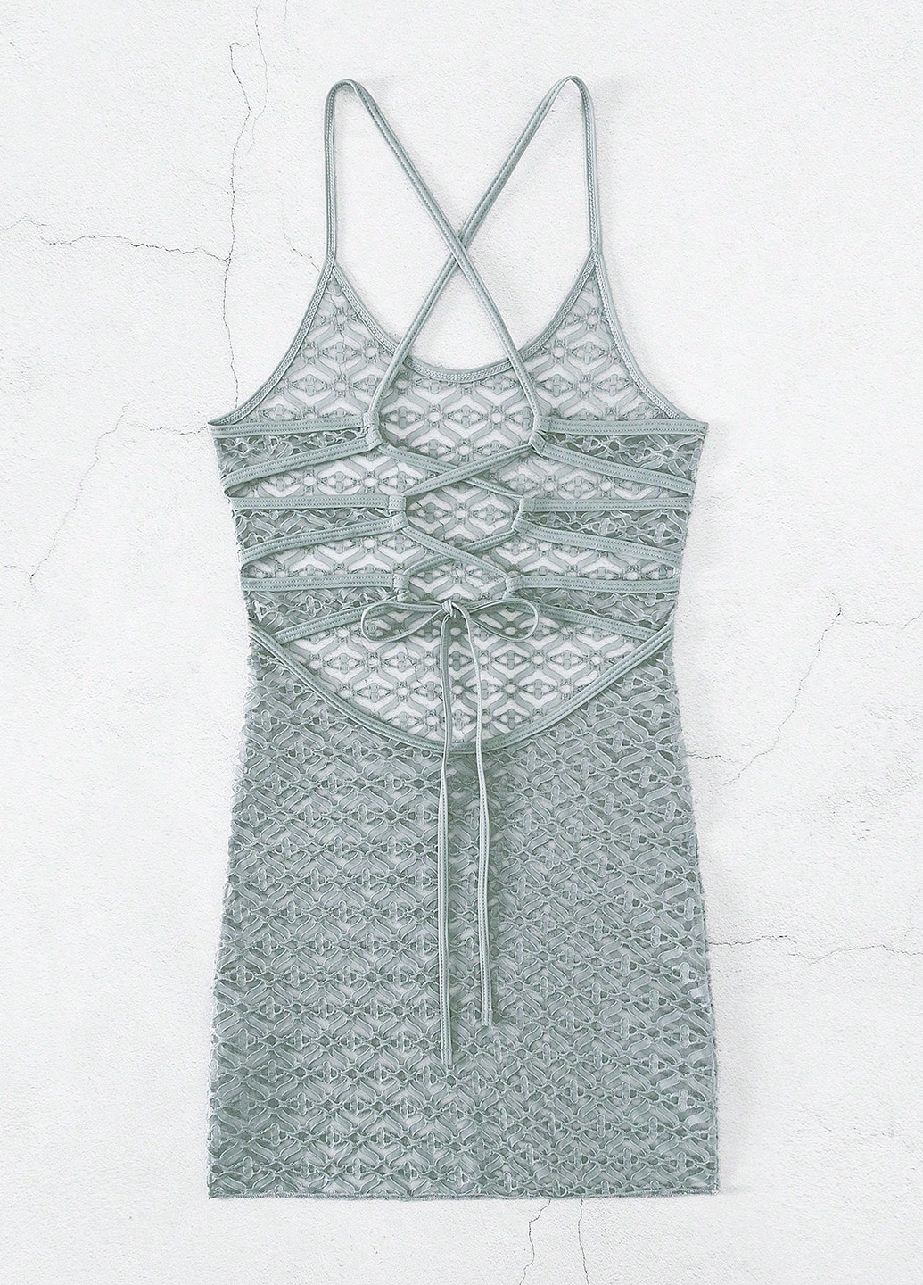 Серо-голубое пляжное платье с открытой спиной SHEIN однотонное