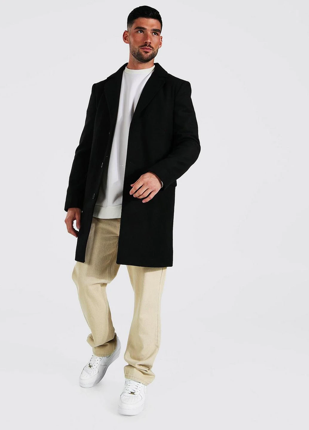 Черное демисезонное Пальто однобортное Boohoo