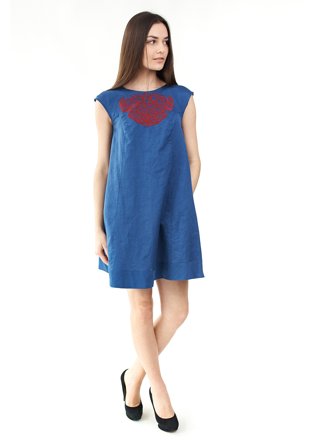 Синее кэжуал платье Edelvika с абстрактным узором