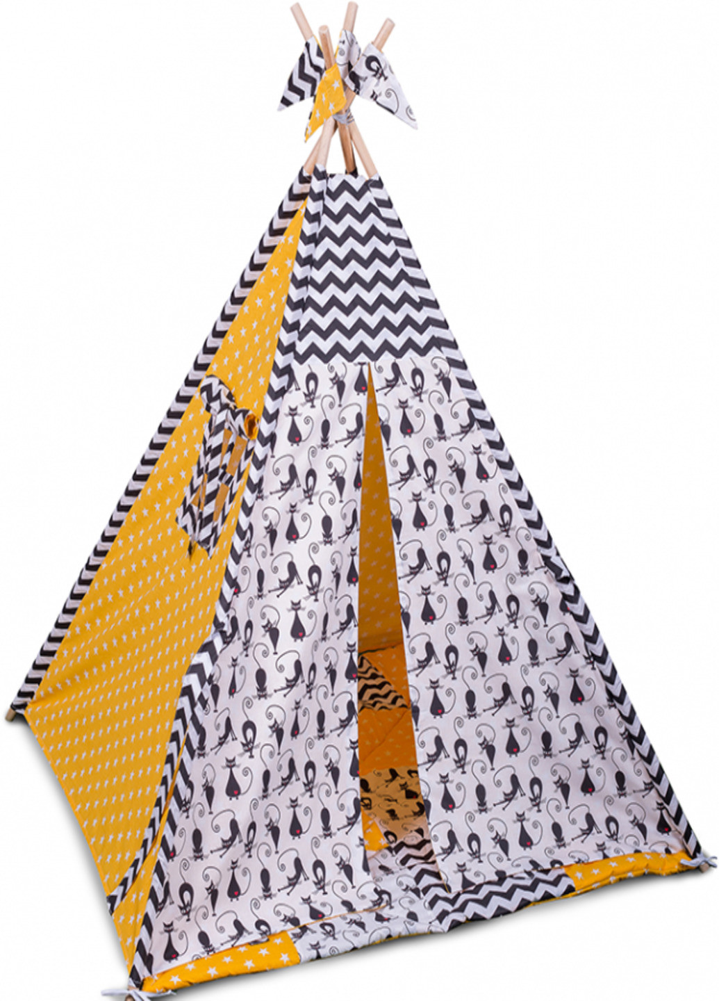 Детская игровая палатка - вигвам домик для детей с игрушками и матрасом (94854799-Т) Желтый с черным Francesco Marconi (238135750)