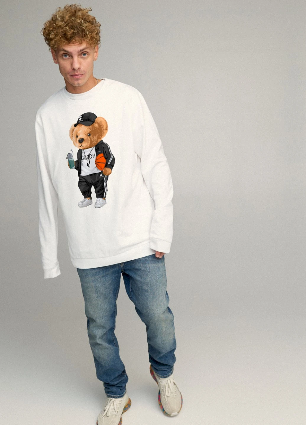 Білий світшот чоловічий oversize /no flis/ YAPPI малюнок (251791292)
