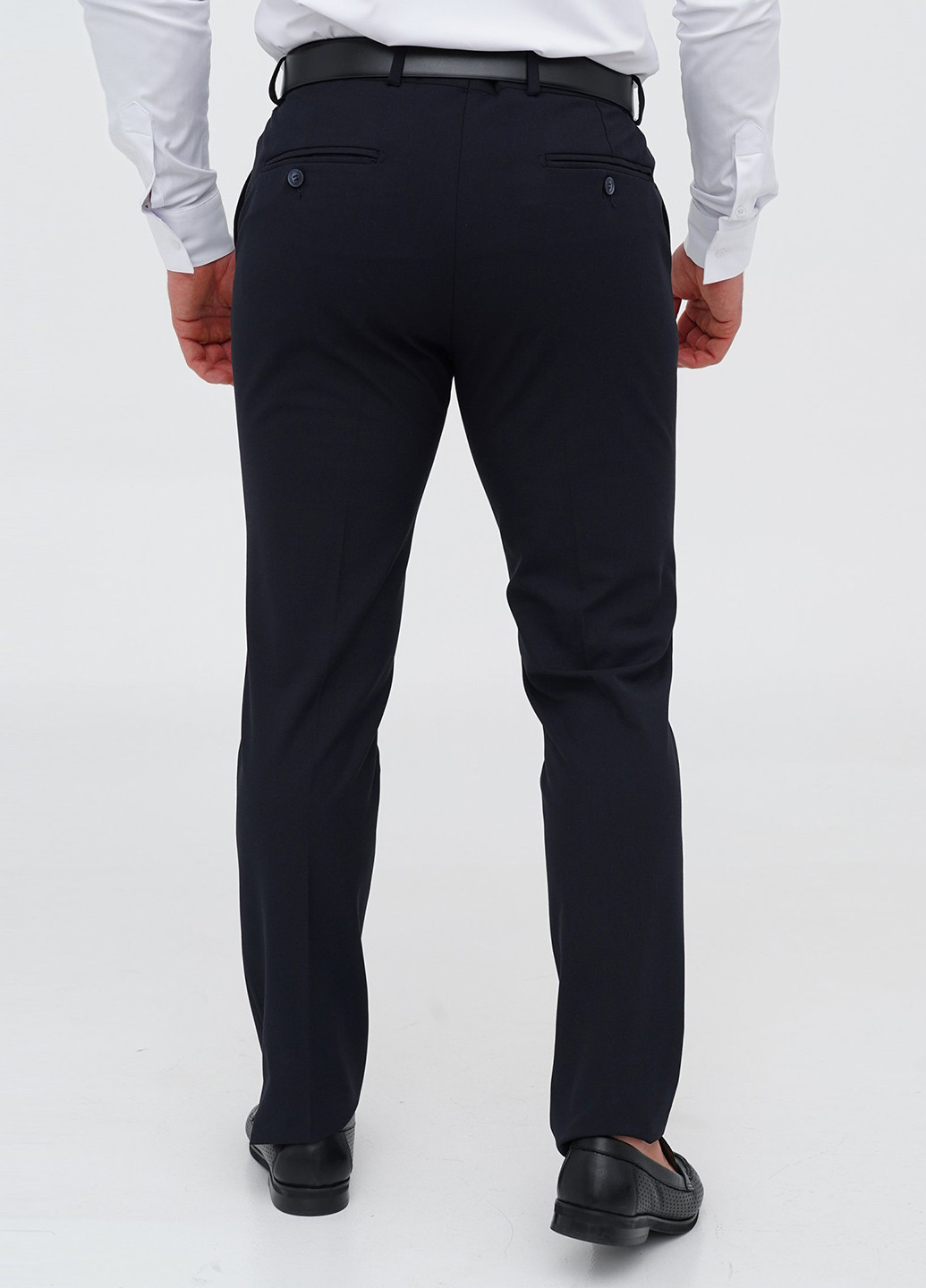 Темно-синие кэжуал, классические демисезонные зауженные брюки Trend Collection