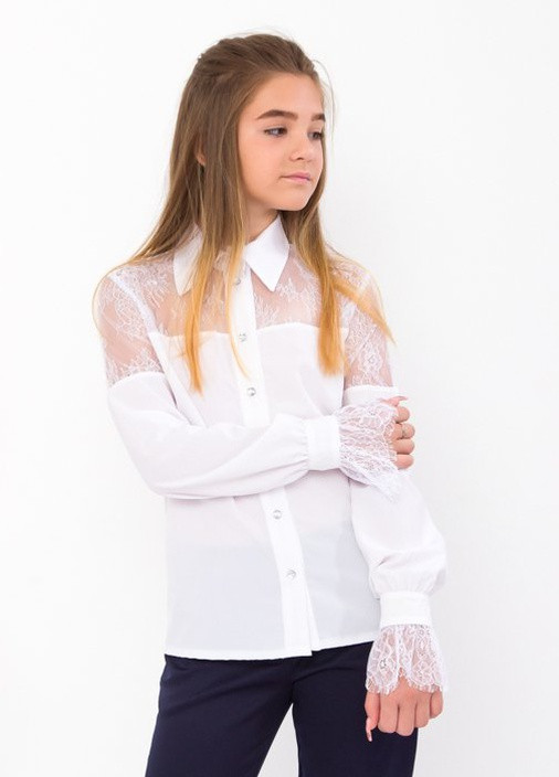 Белая однотонная блузка Носи своє демисезонная