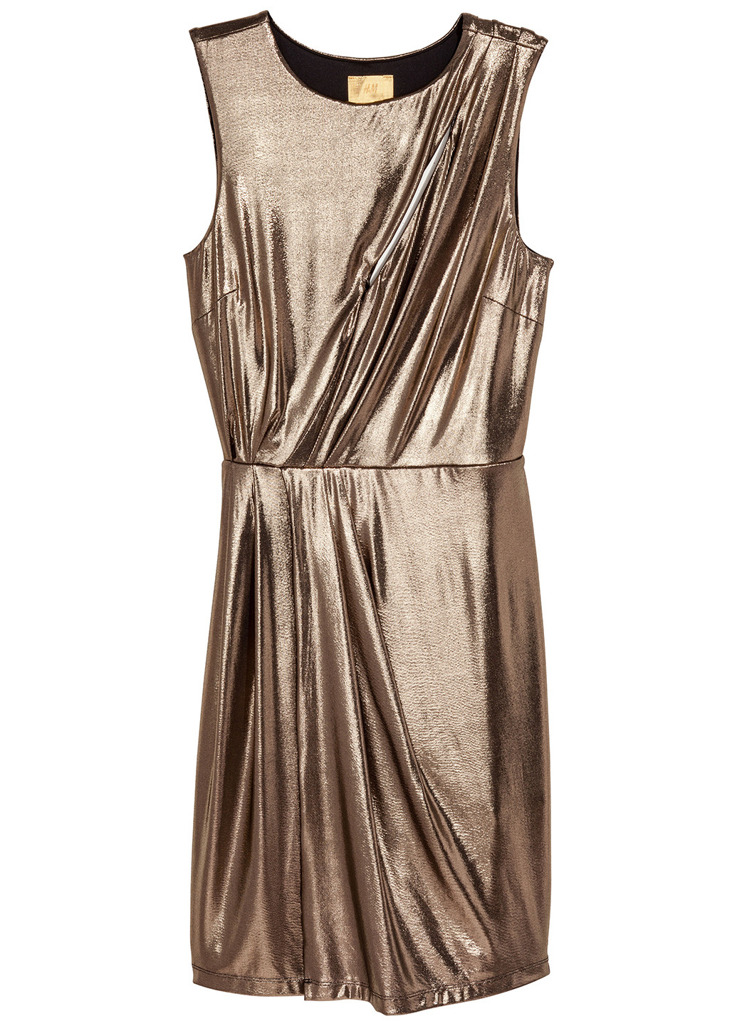 Золотистое кэжуал платье H&M однотонное