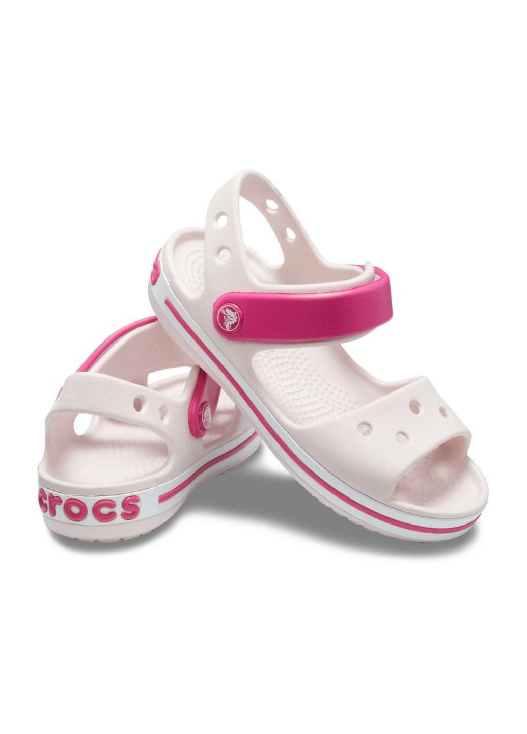 Светло-розовые спортивные крокс детские crocband sandal Crocs на липучке