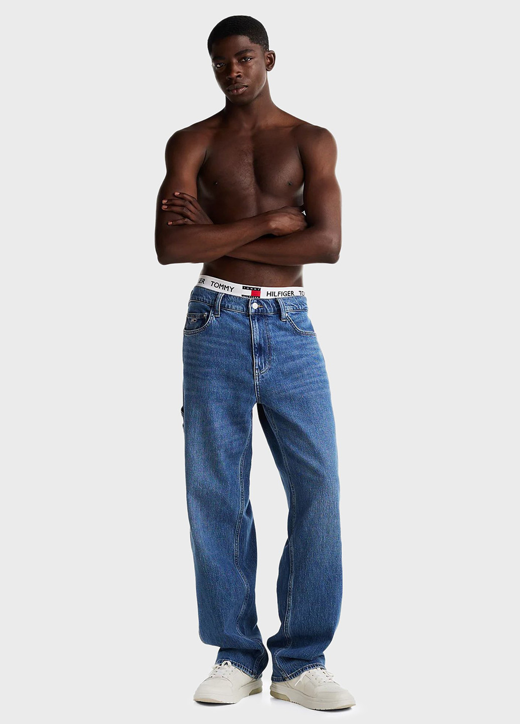 Синие демисезонные прямые, свободные джинсы Tommy Jeans