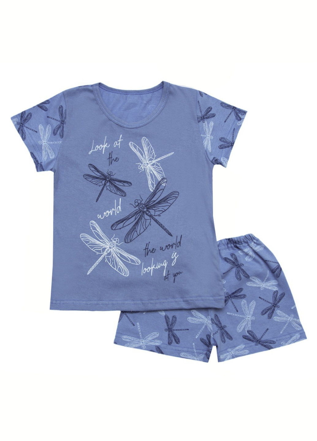 Голубая всесезон пижама футболка + шорты BabiesBerries