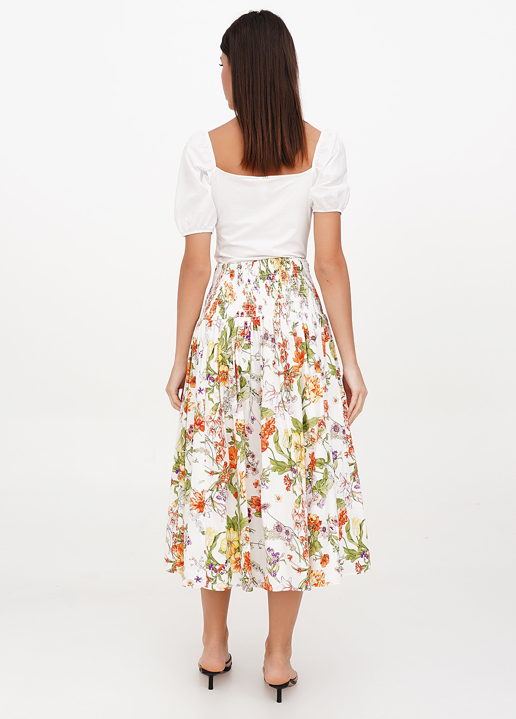 Белая кэжуал цветочной расцветки юбка J.Crew а-силуэта (трапеция)