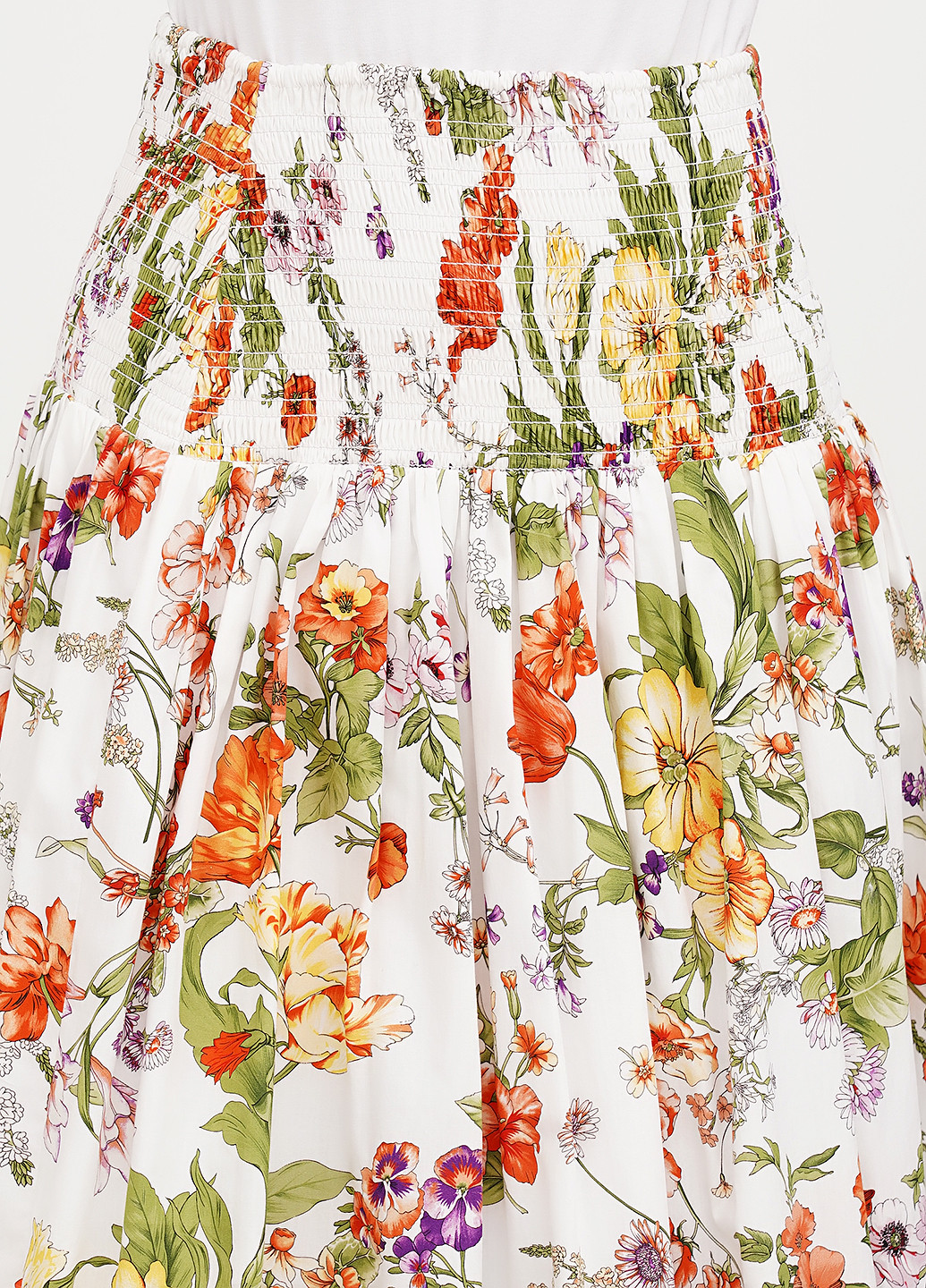 Белая кэжуал цветочной расцветки юбка J.Crew а-силуэта (трапеция)