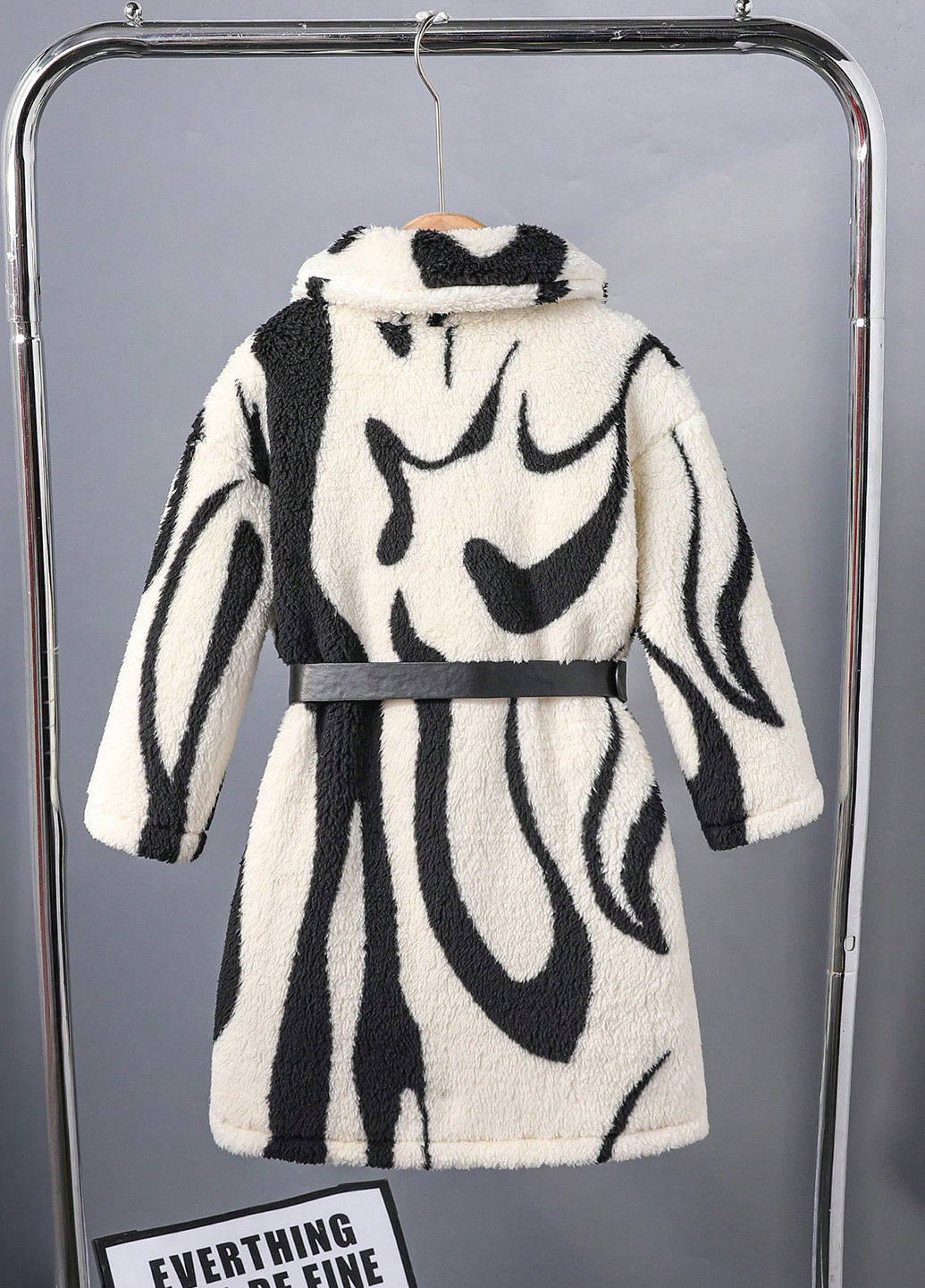 Чорно-білий зимнє Пальто однобортне SHEIN