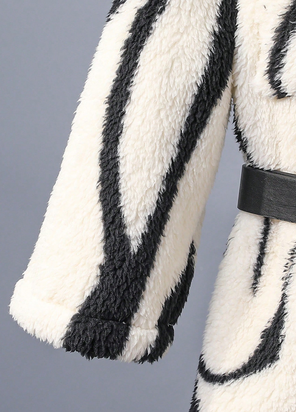 Чорно-білий зимнє Пальто однобортне SHEIN