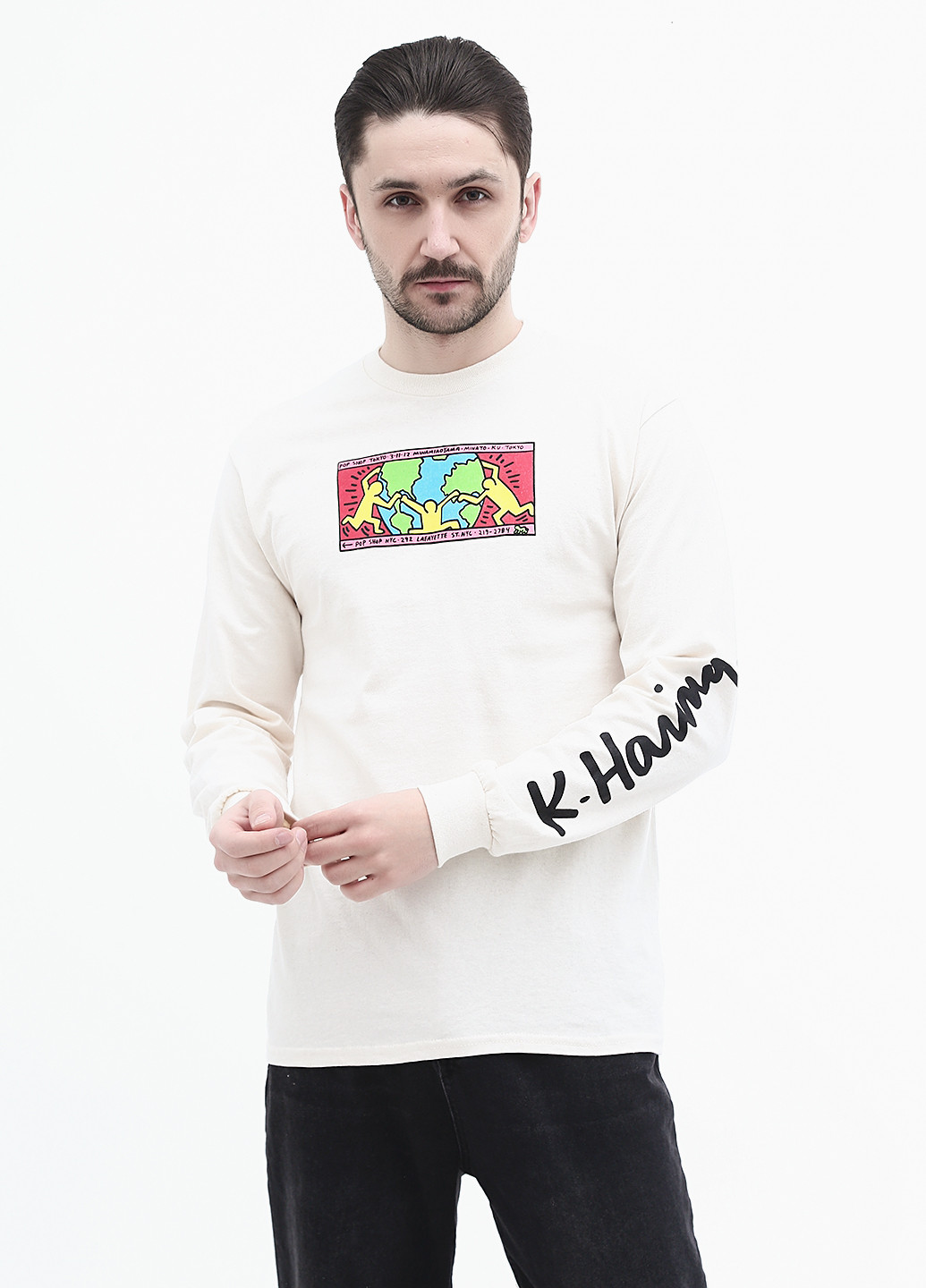 Светло-бежевый демисезонный кэжуал лонгслив Ripple Junction с рисунком