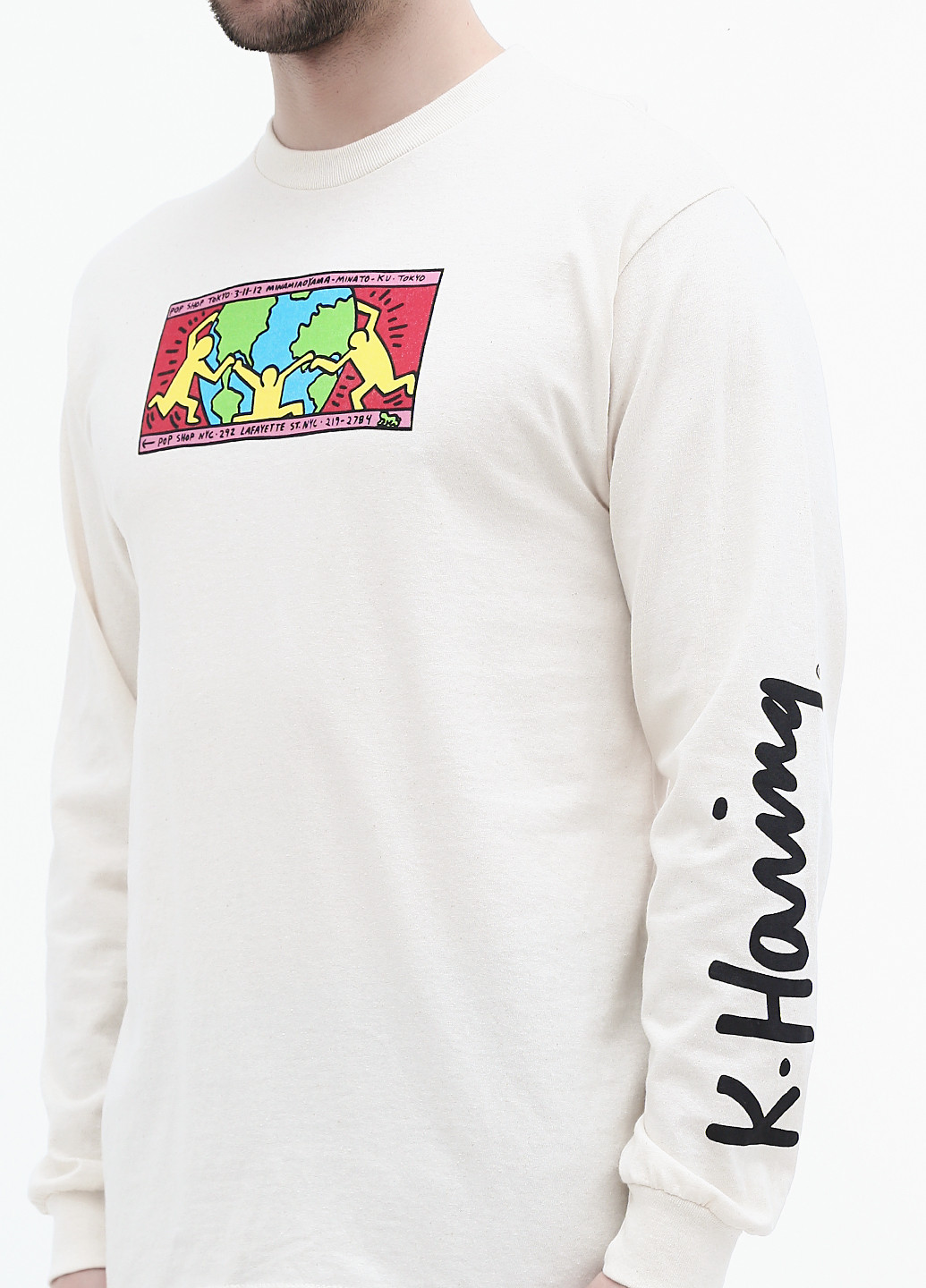 Светло-бежевый демисезонный кэжуал лонгслив Ripple Junction с рисунком