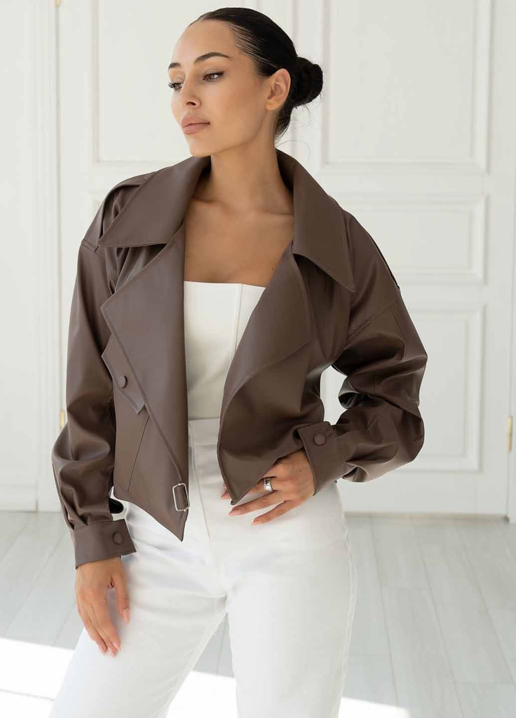 Коричнева демісезонна куртка косуха Fashion