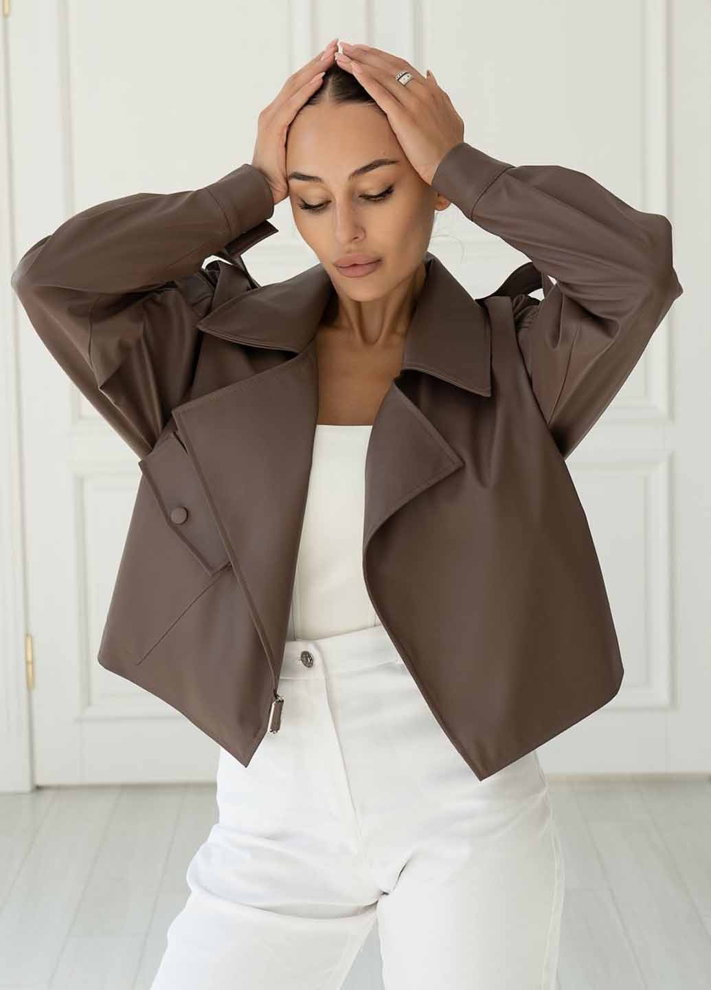 Коричнева демісезонна куртка косуха Fashion