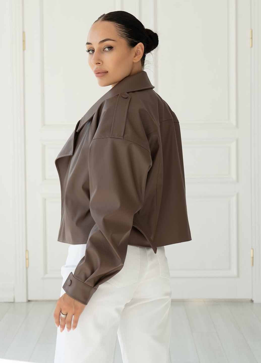 Коричнева демісезонна куртка косуха Fashion