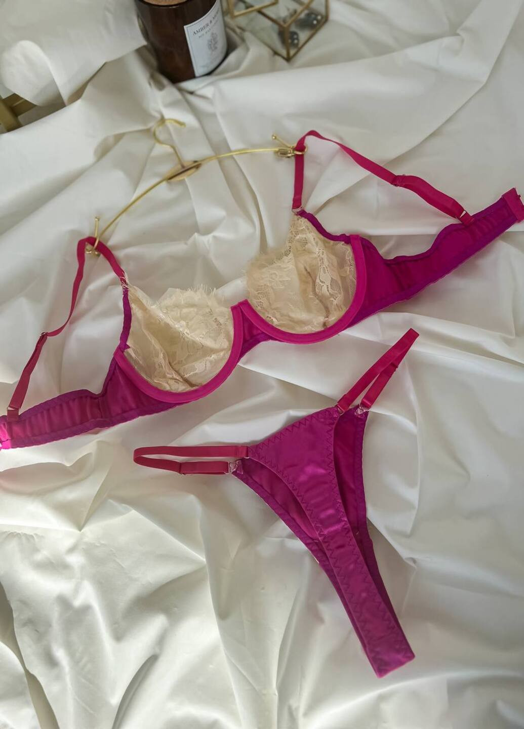 Рожевий демісезонний ніжний комплект білизни No Brand