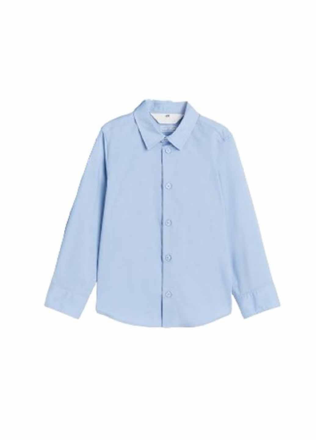 Голубой кэжуал рубашка однотонная H&M