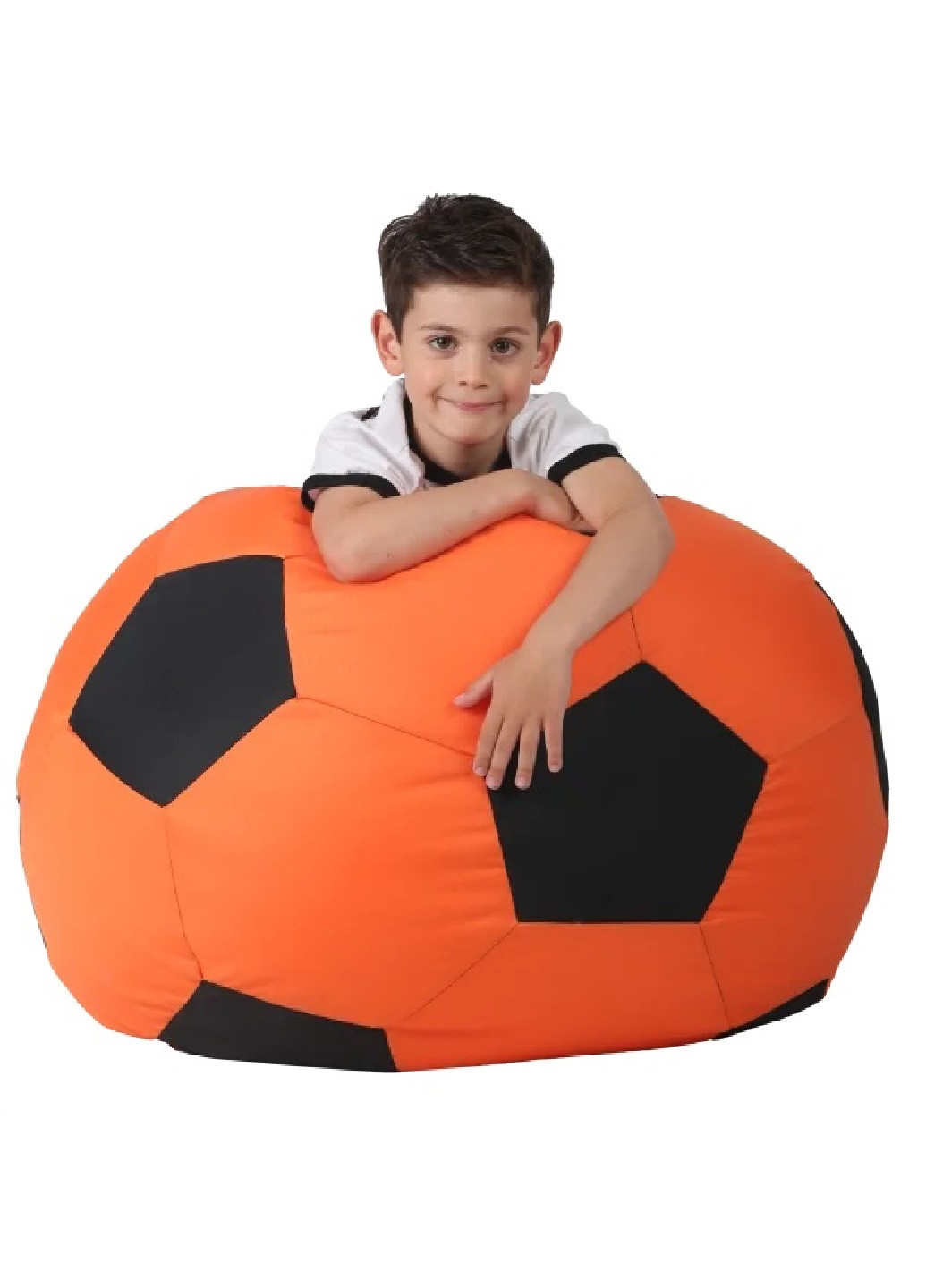 Безкаркасне крісло мішок футбольний м'яч 70х70 см (31242-Нов) Помаранчевий з чорним Francesco Marconi (251157608)