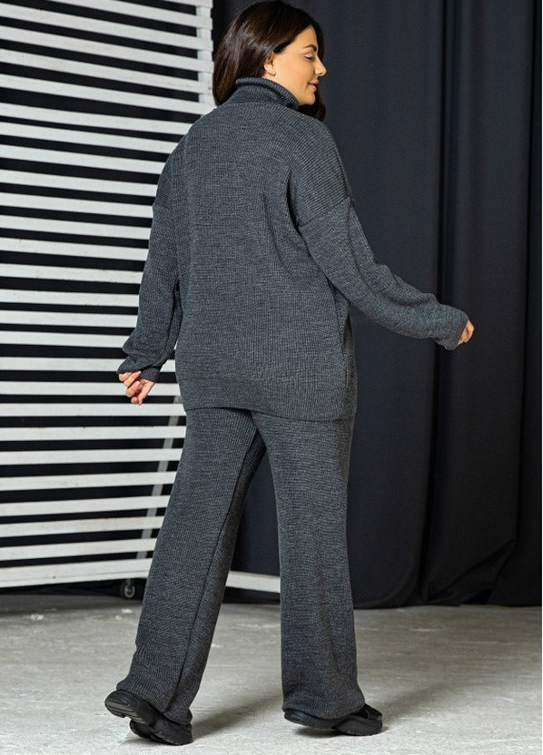 Вязаный костюм "Адель" - темно-серый - Size+ Prima Fashion Knit Рост 170 см, размер 52-54 однотонный серый