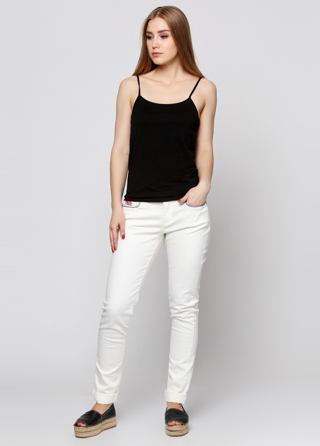 Белые джинсовые летние прямые брюки Superdry