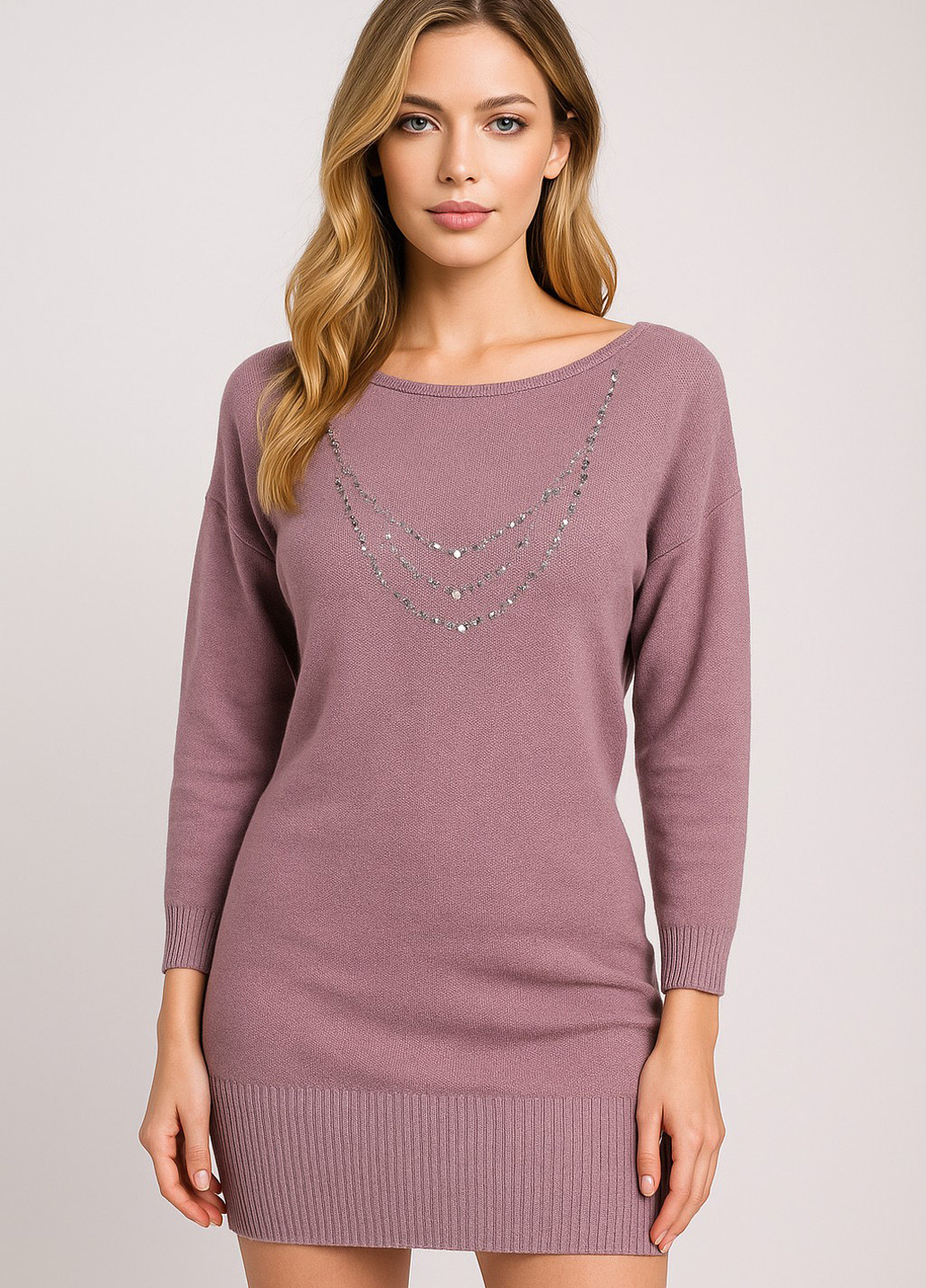 Лиловое кэжуал платье Sassofono однотонное