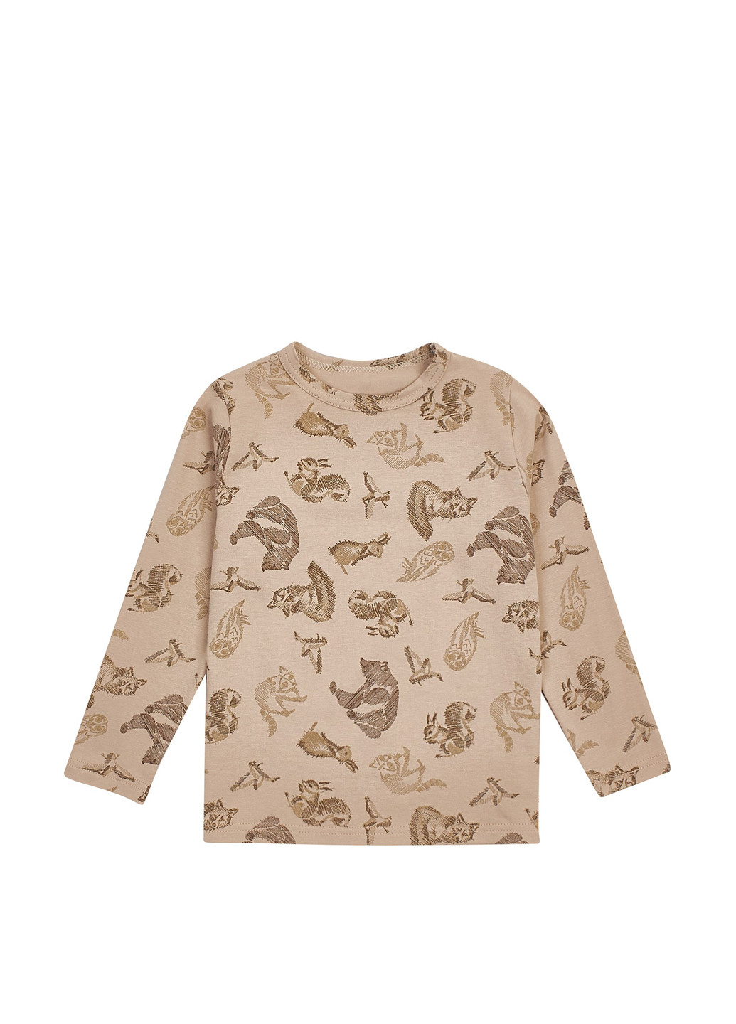 Бежевый демисезонный кэжуал лонгслив ArDoMi с рисунком
