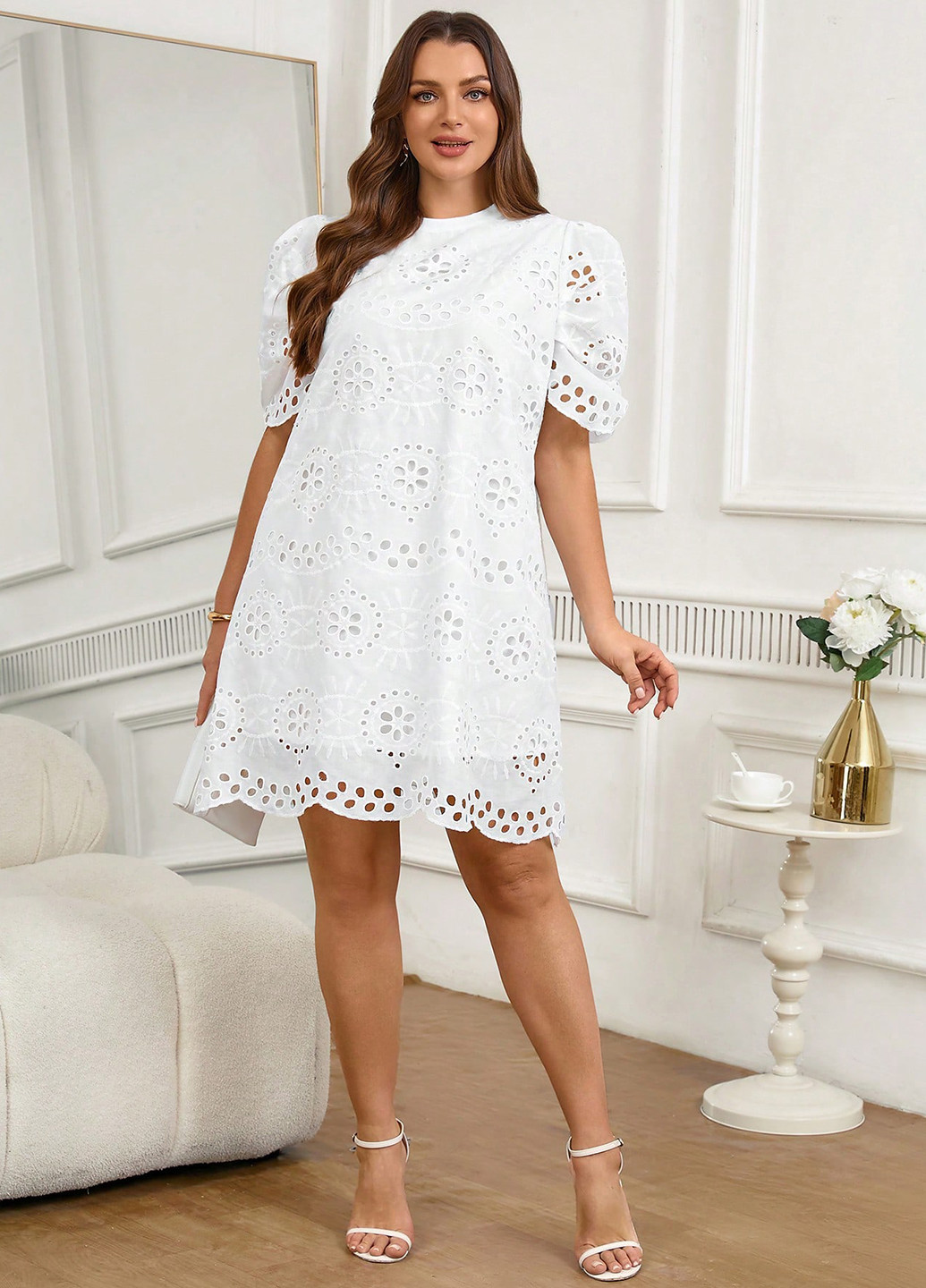 Білий святковий, кежуал сукня а-силует SHEIN однотонна