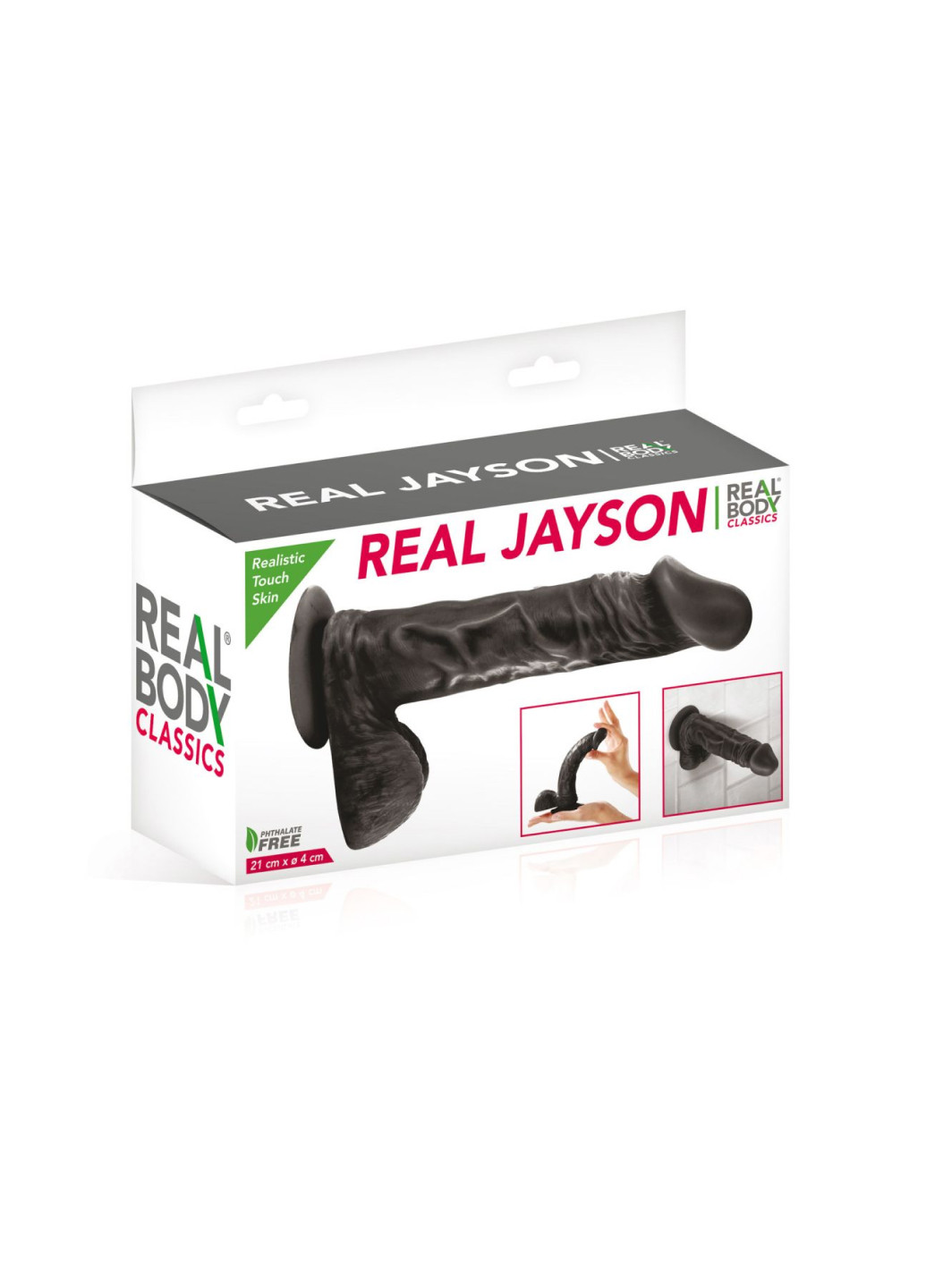 Фалоімітатор на присоску - Real Jayson Black, TPE, діаметр 4см Real Body (251963918)