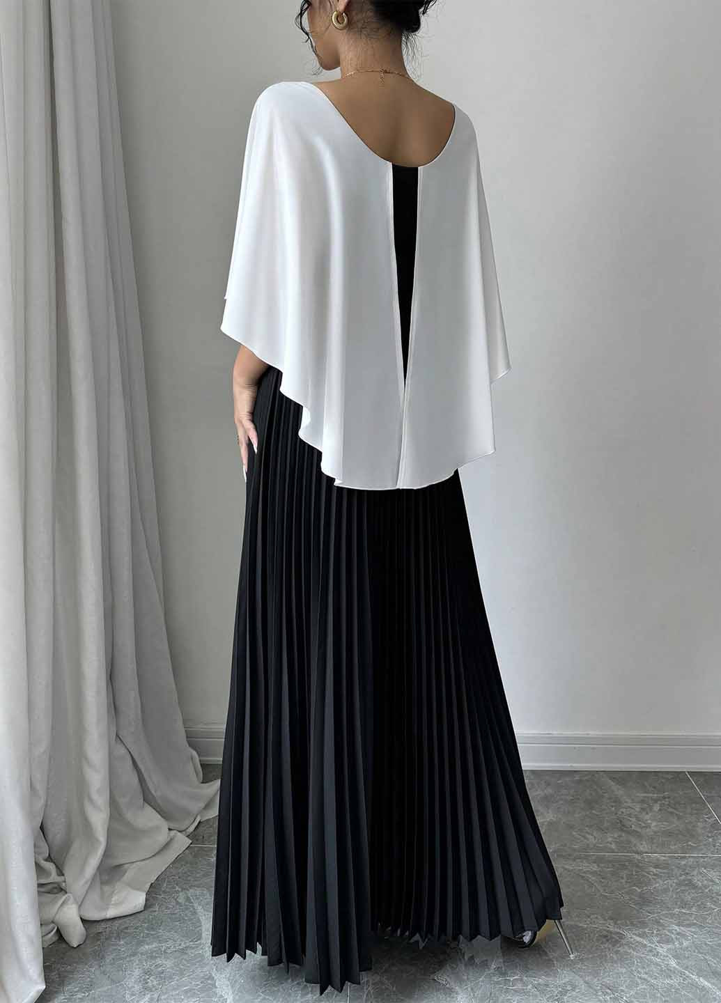 Чорно-білий святковий, вечірня сукня плісована SHEIN однотонна