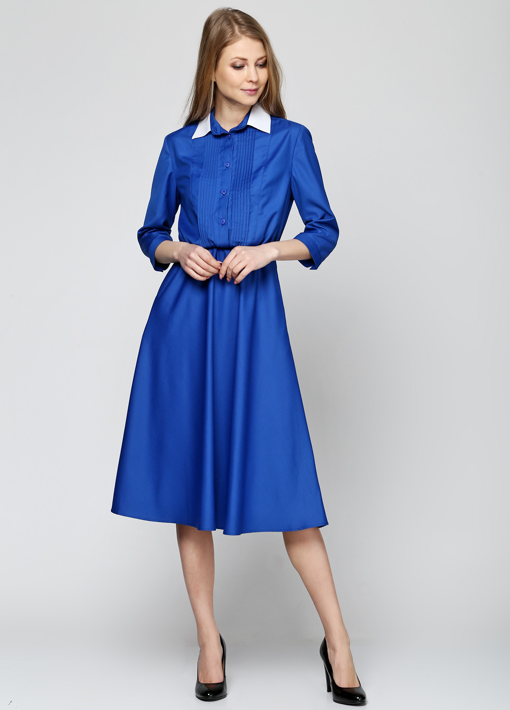 Синее деловое платье S.OVA