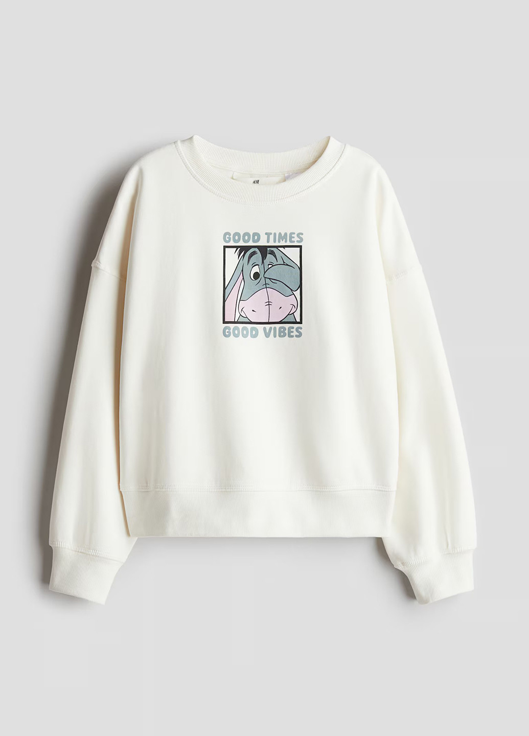 H&M свитшот персонажи молочный кэжуал хлопок, трикотаж с начесом