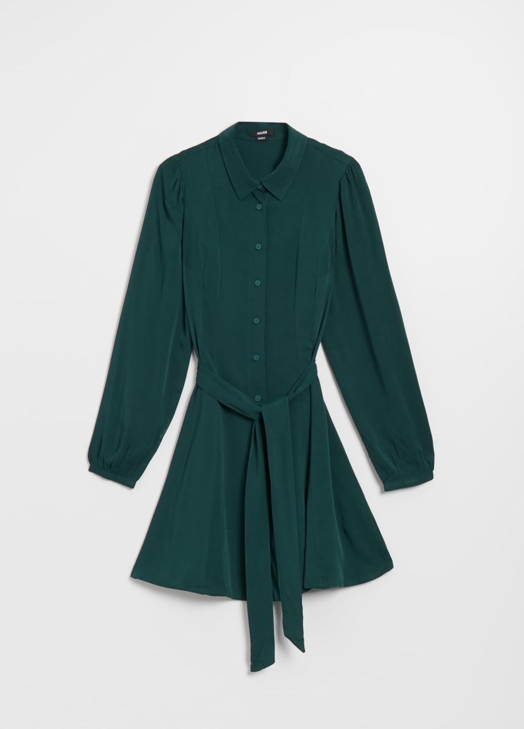 Изумрудное кэжуал платье рубашка House однотонное